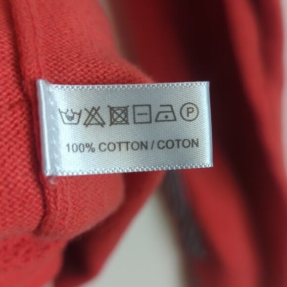 Oversized Cotton Casual Sweater Orange with Open Knit Stars Pattern Size Small - Picture 10 of 11